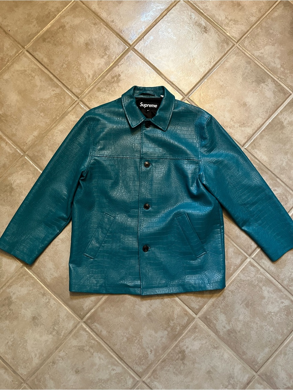 FAUX CROC CAR COAT
